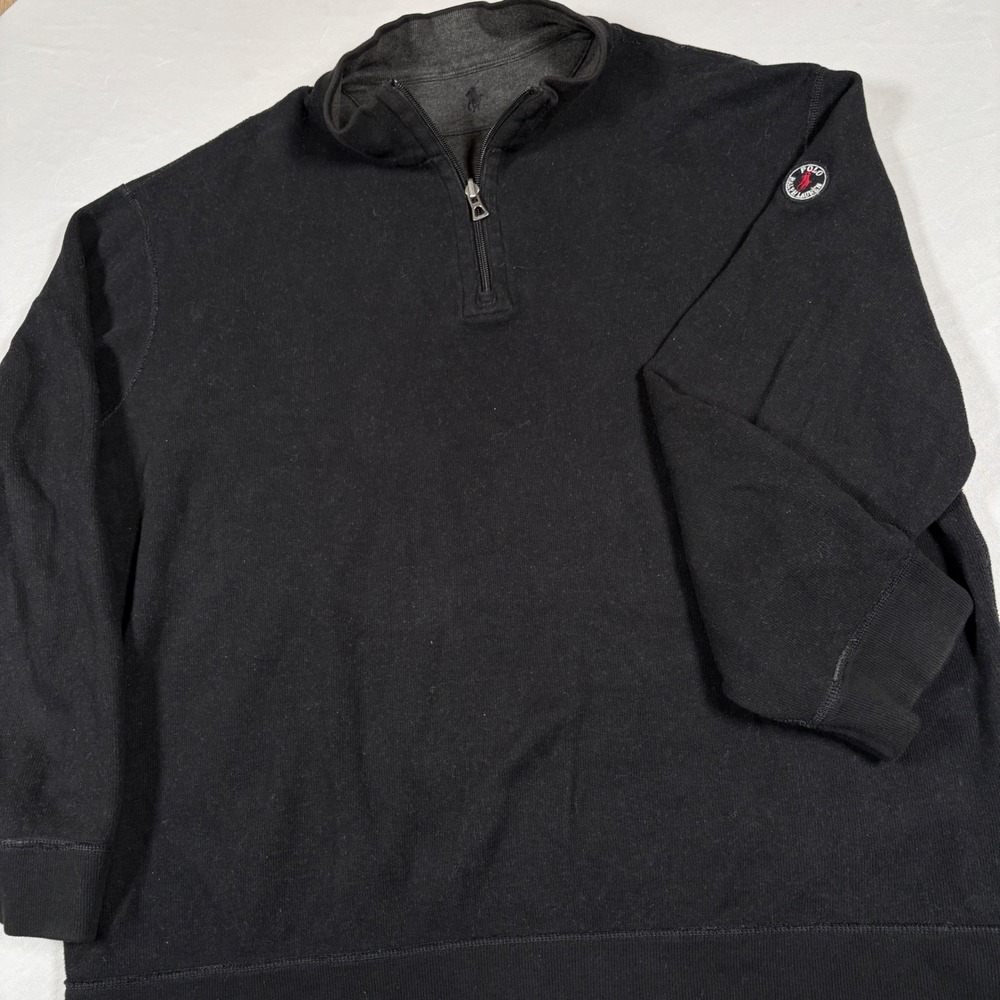 Polo Ralph Lauren Pullover Mens 3XL Quarter-Zip Black Reversible Logo Patch
